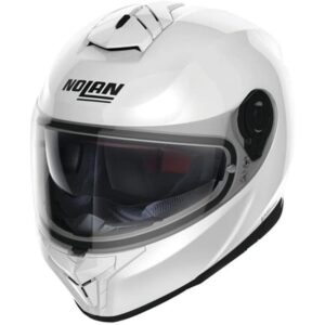 Nolan N80-8 Classic N-Com Casco Integral Moto Blanco Metal